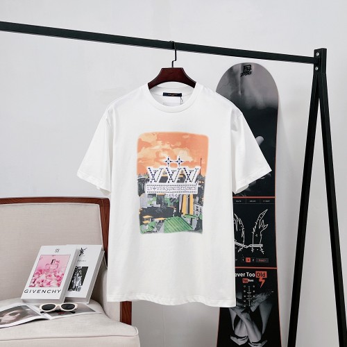 Louis Vuitton City Sunset Rhinestone T-Shirt Short Sleeve Tee 1 Louis Vuitton City Sunset Rhinestone T-Shirt Short Sleeve Tee