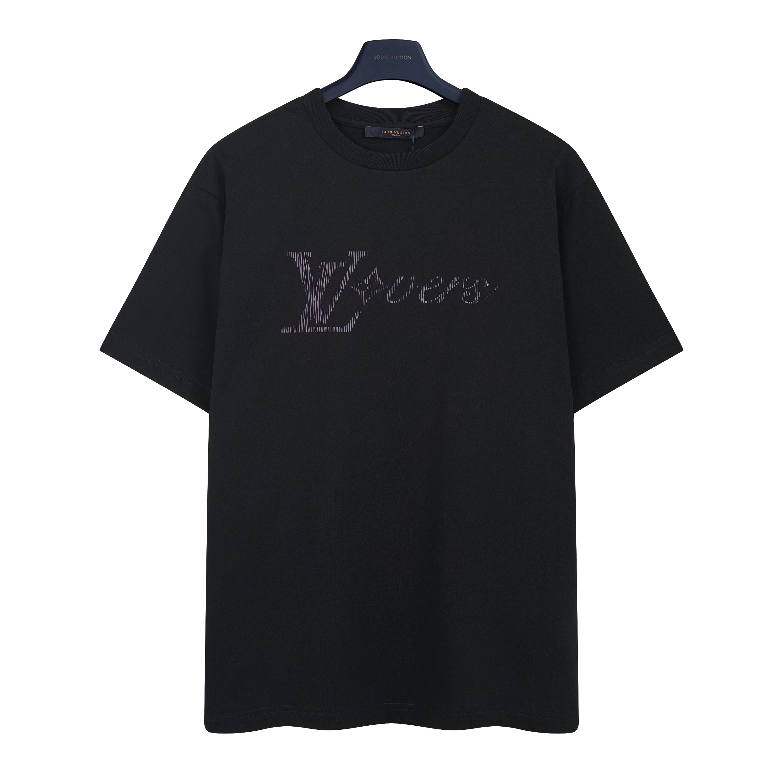Louis Vuitton Men's Black Printed Short Sleeve T-Shirt, Relaxed Fit