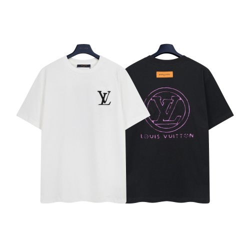 Louis Vuitton Cut And Sew Logo Tee, Embroidered Short Sleeve T-Shirt 1 Louis Vuitton Cut And Sew Logo Tee, Embroidered Short Sleeve T-Shirt