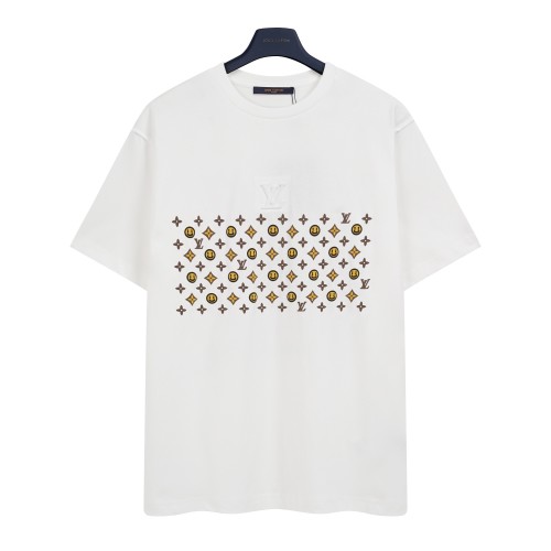 Louis Vuitton Nigo Collab Smiley Embossed White T-Shirt - Unisex, Relaxed Fit 1 Louis Vuitton Nigo Collab Smiley Embossed White T-Shirt - Unisex, Relaxed Fit