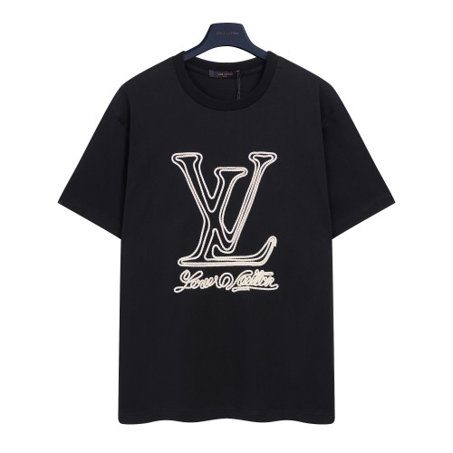 Louis Vuitton Rope Embroidery Color Block Short Sleeve T-Shirt - Unisex 1 Louis Vuitton Rope Embroidery Color Block Short Sleeve T-Shirt - Unisex
