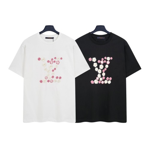 Louis Vuitton Sakura Embroidered Short Sleeve T-Shirt, Unisex Design 1 Louis Vuitton Sakura Embroidered Short Sleeve T-Shirt, Unisex Design