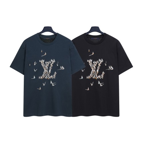 Louis Vuitton Men's Short-Sleeve Embroidered Sailboat T-Shirt, Luxurious Cotton 1 Louis Vuitton Men's Short-Sleeve Embroidered Sailboat T-Shirt, Luxurious Cotton
