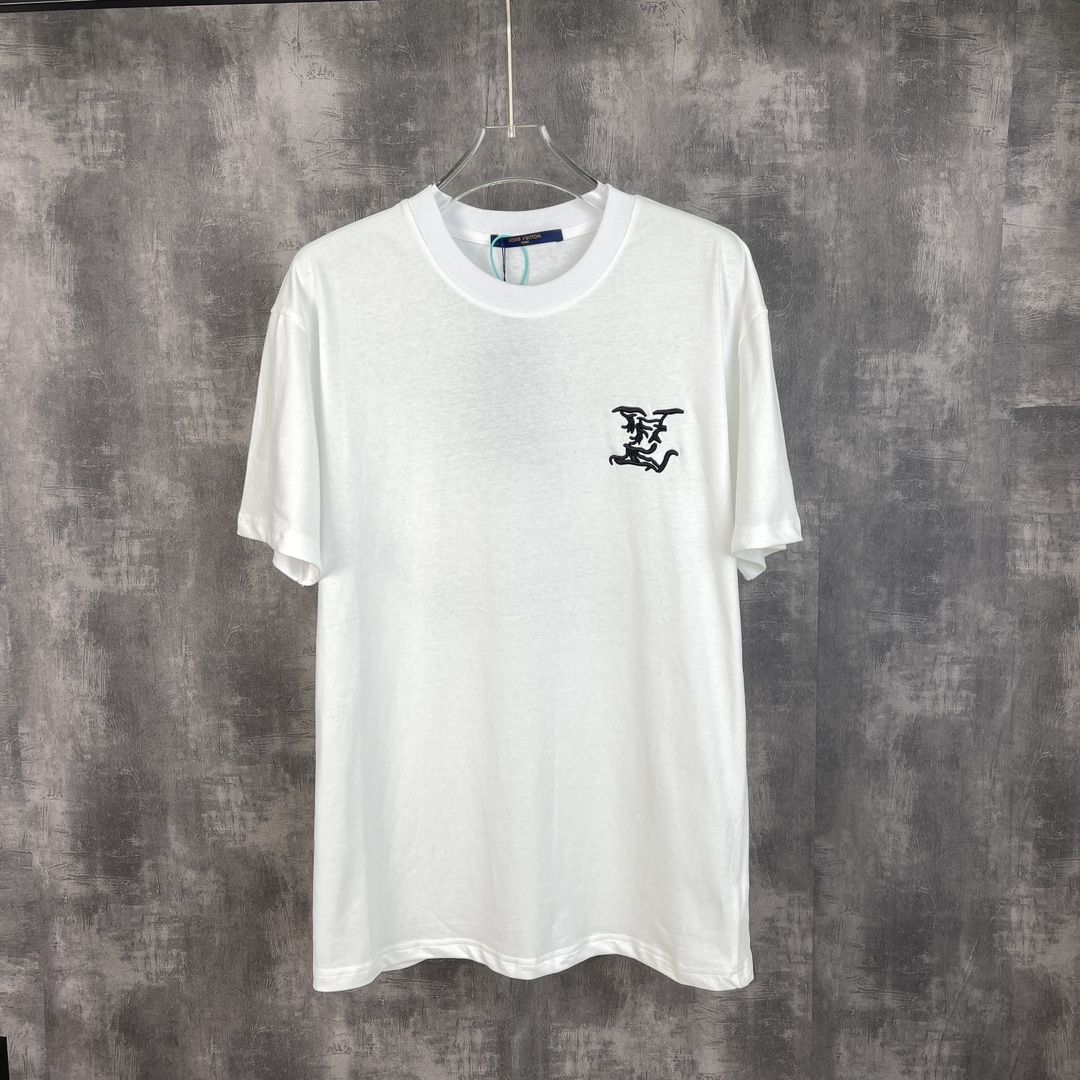 Louis Vuitton Kleidung T-Shirt Stickerei Unisex Baumwolle Frühlingskollektion Fashion Kurzarm