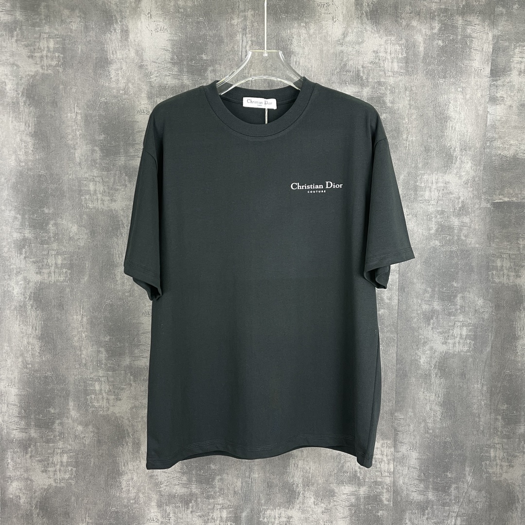 Dior Kleidung T-Shirt 2024 Luxus -Repliken
 Schwarz Weiß Drucken Unisex Kurzarm