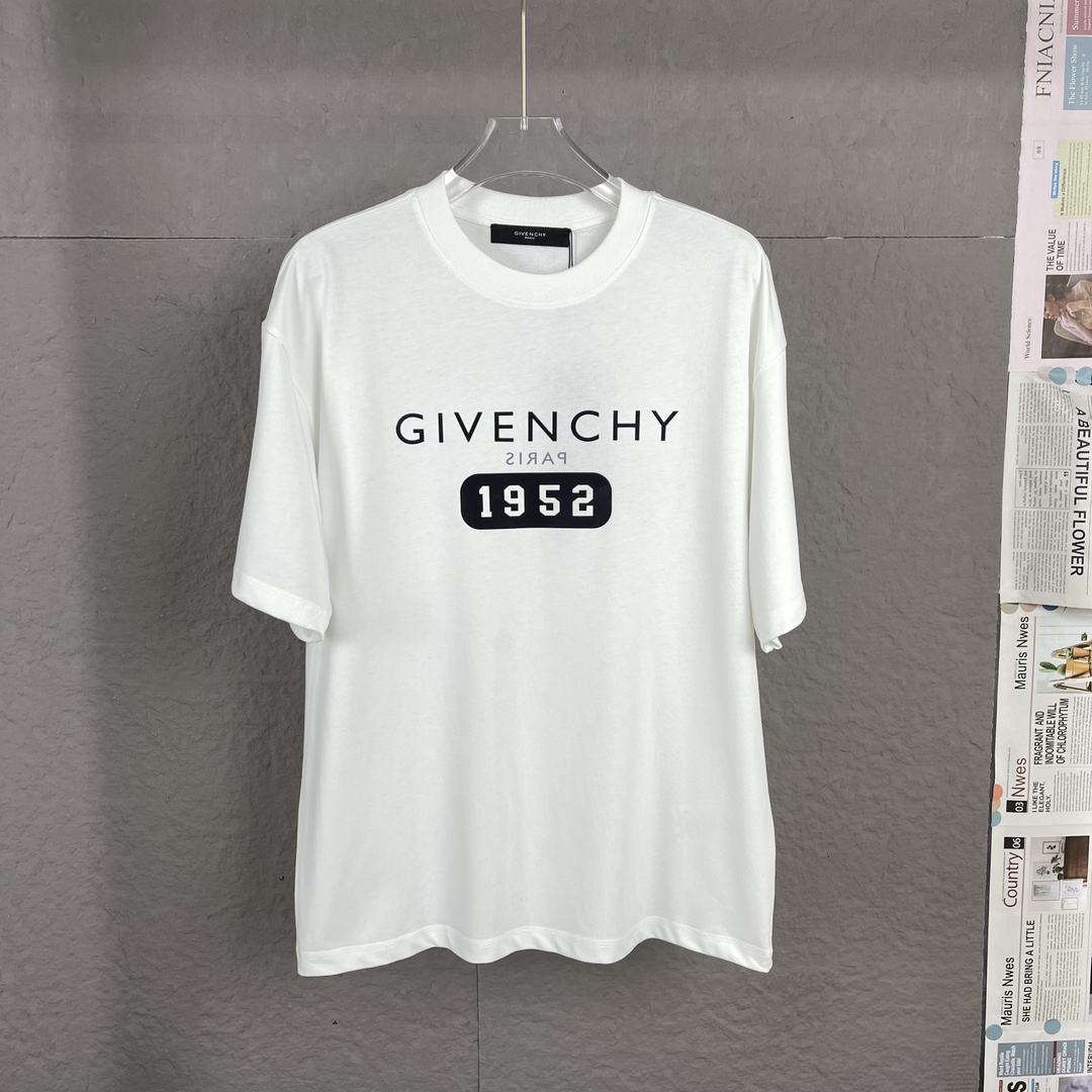Givenchy Clothing T-Shirt Black White Unisex Short Sleeve