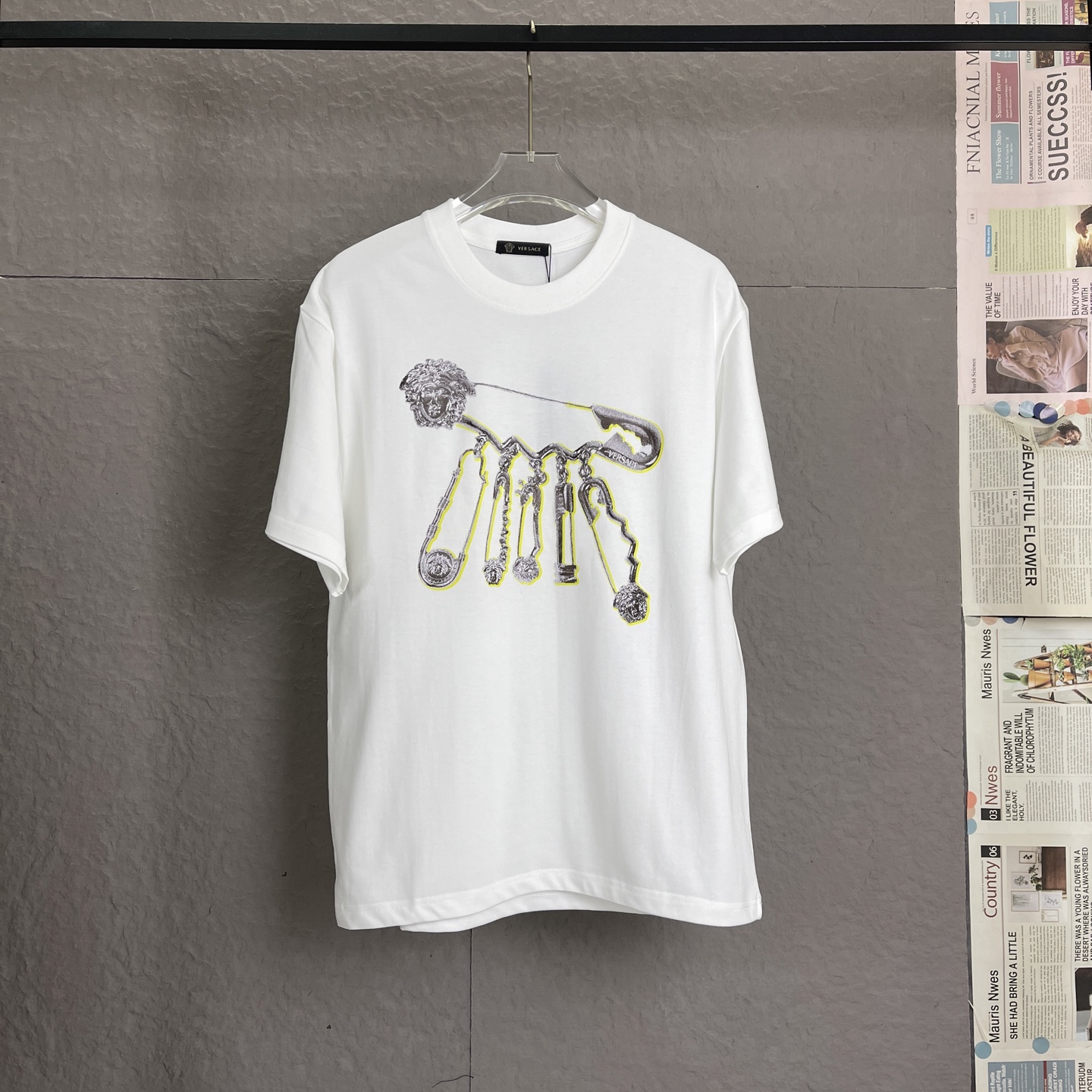 /C28 Versace 300g de alto gramaje, proceso de estampado de alta gama, nuevo estilo exclusivo para hombres, camiseta de …