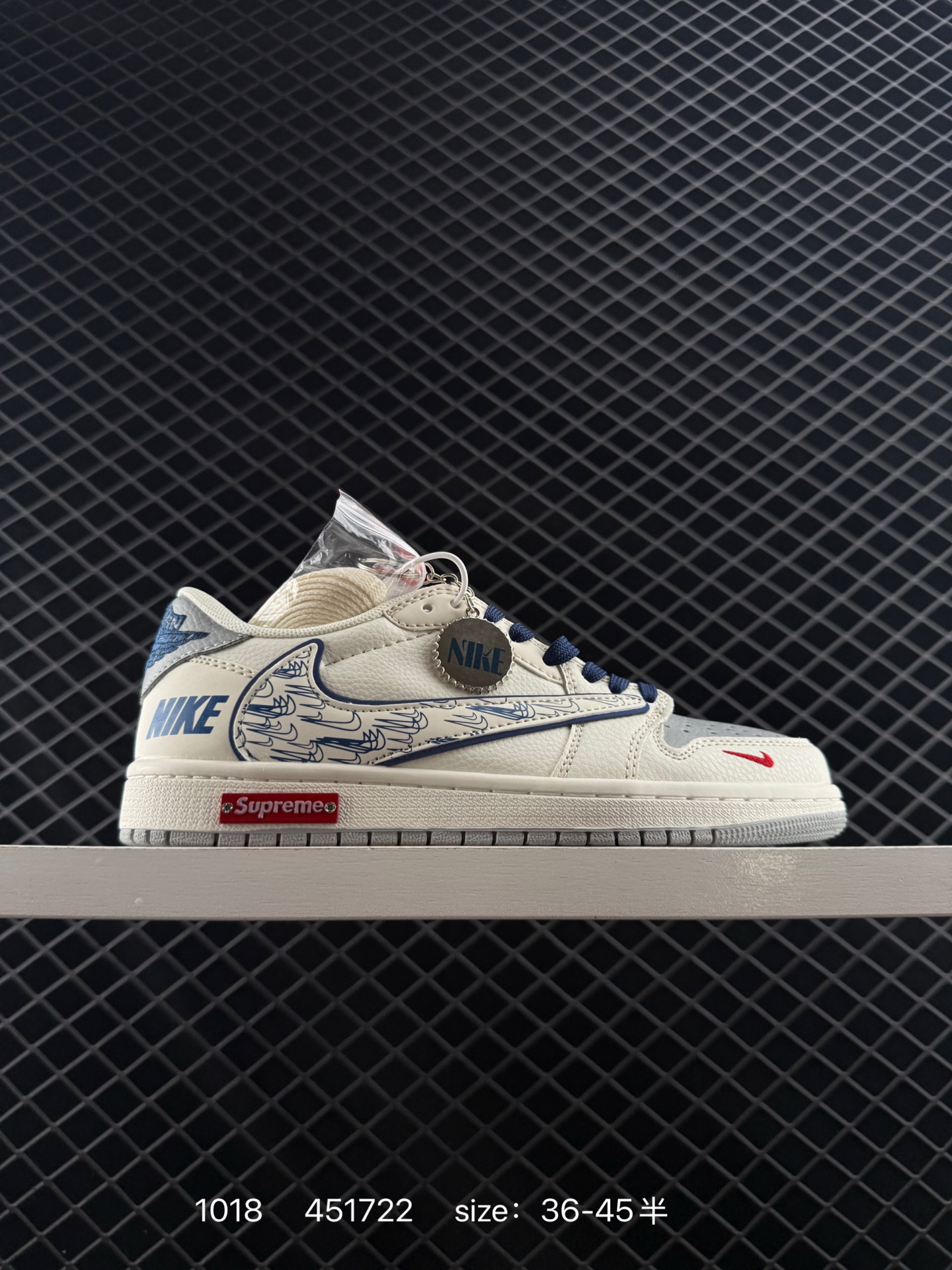🈴💰210
真标✅Nike Air Jordan 1 x Travis Scott AJ1倒勾 乔一倒钩 ‘DIY’定制 耐克 低帮文化篮球鞋 
完美品质出货 细节如图所示  鞋面切割工整  冲孔整齐干净 中底拉帮线 整体清洁度非常好
货号:JW1188-148
尺码:36 36.5 37.5 38 38.5 39 40 40.5 41 42 42.5 43 44 45
编码：451722
 Size:36～45B