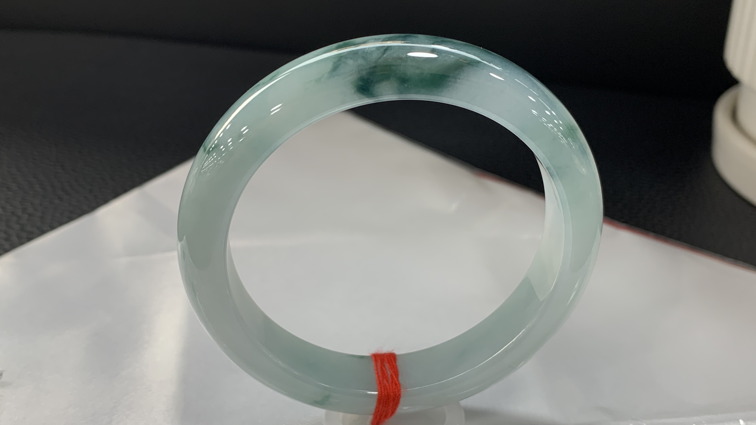 Clear base with floating blue floral pattern, Peaceful Bracelet 4