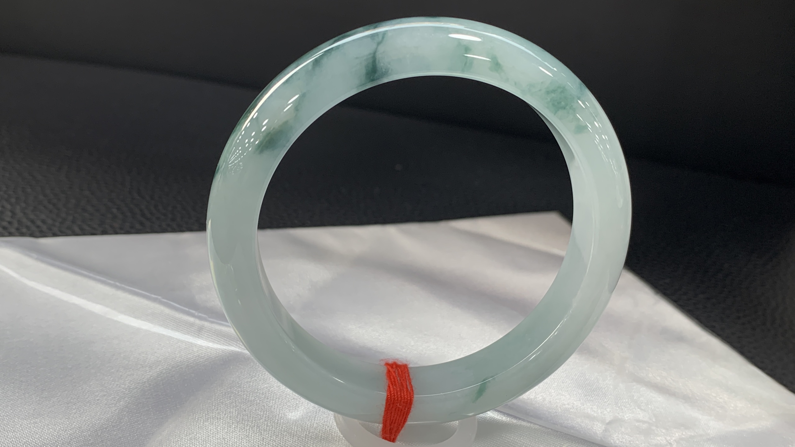 Clear base with floating blue floral pattern, Peaceful Bracelet 2