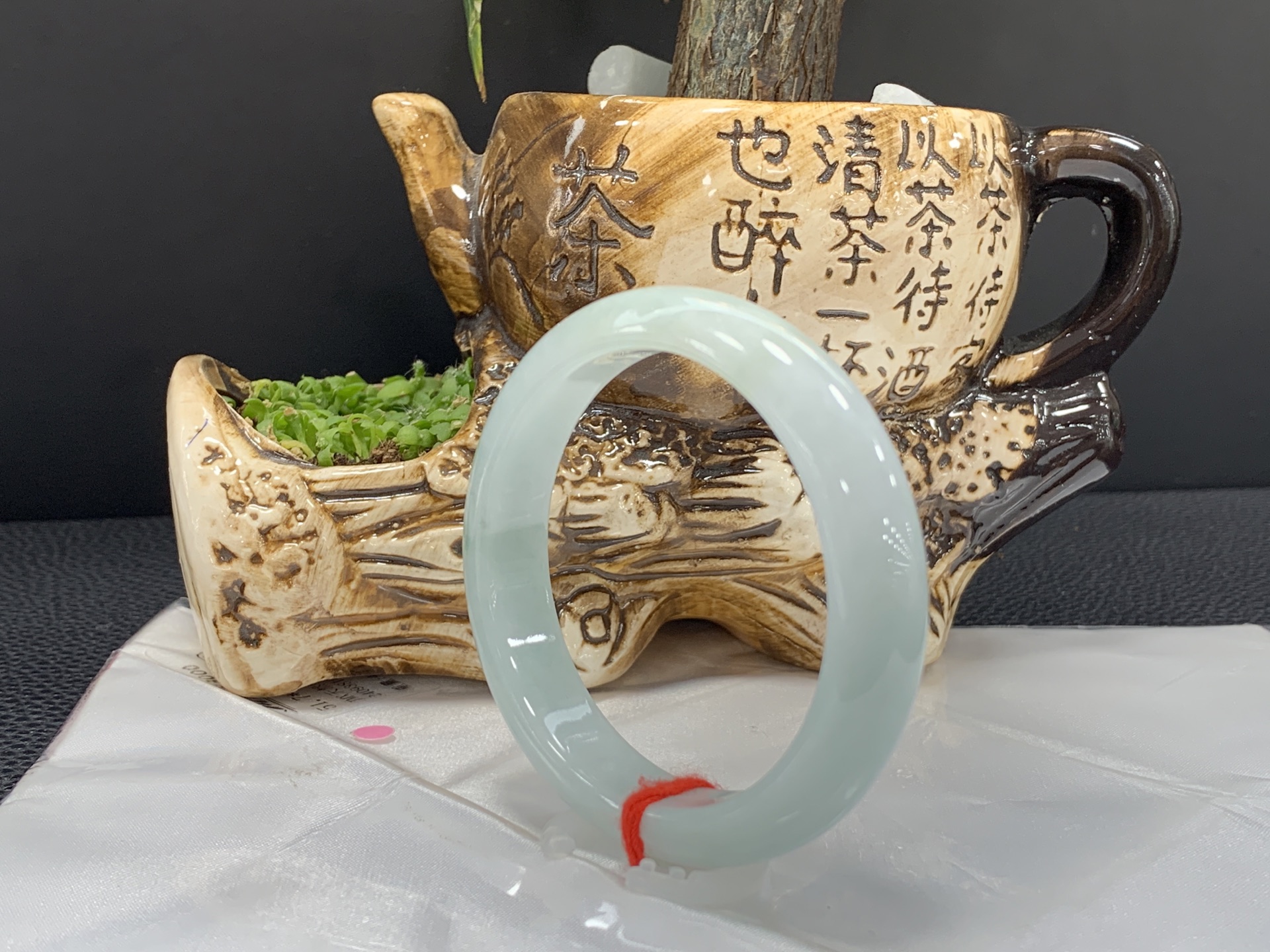 Positive circle, clear base with floating flowers, small diameter 3