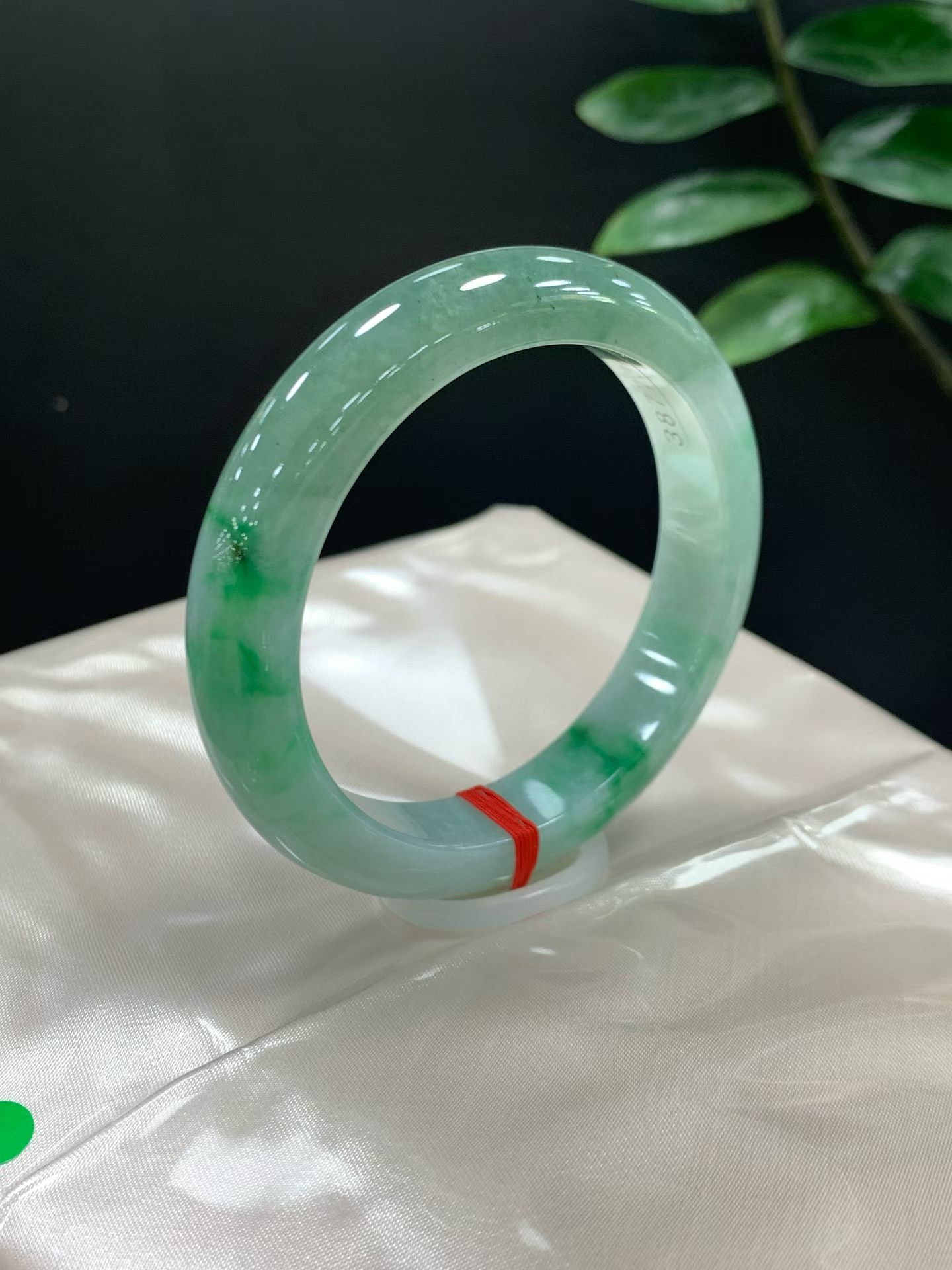 Translucent "Clear Base" Half-Water Jadeite Cinnabar Green Ping'an Bracelet 3
