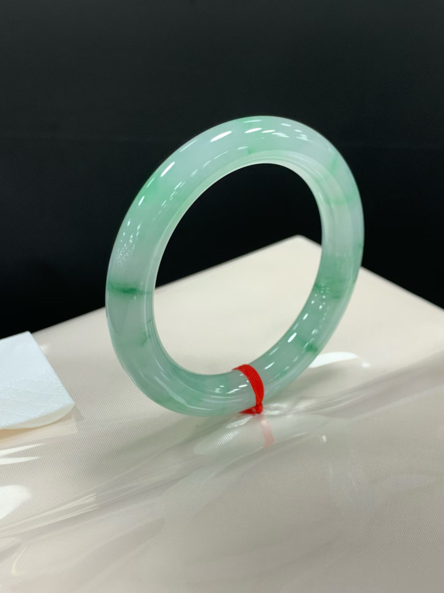 Translucent green-flowered lucky bangle 2