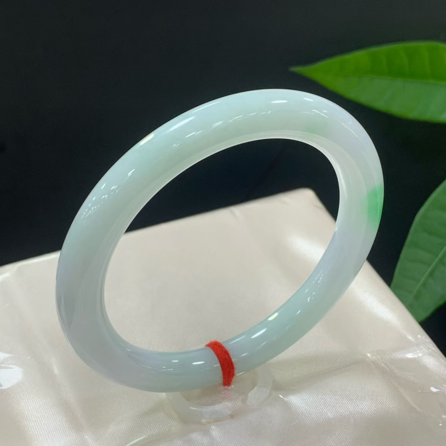 Green-tinged translucent bangle with a hint of emerald luck 2