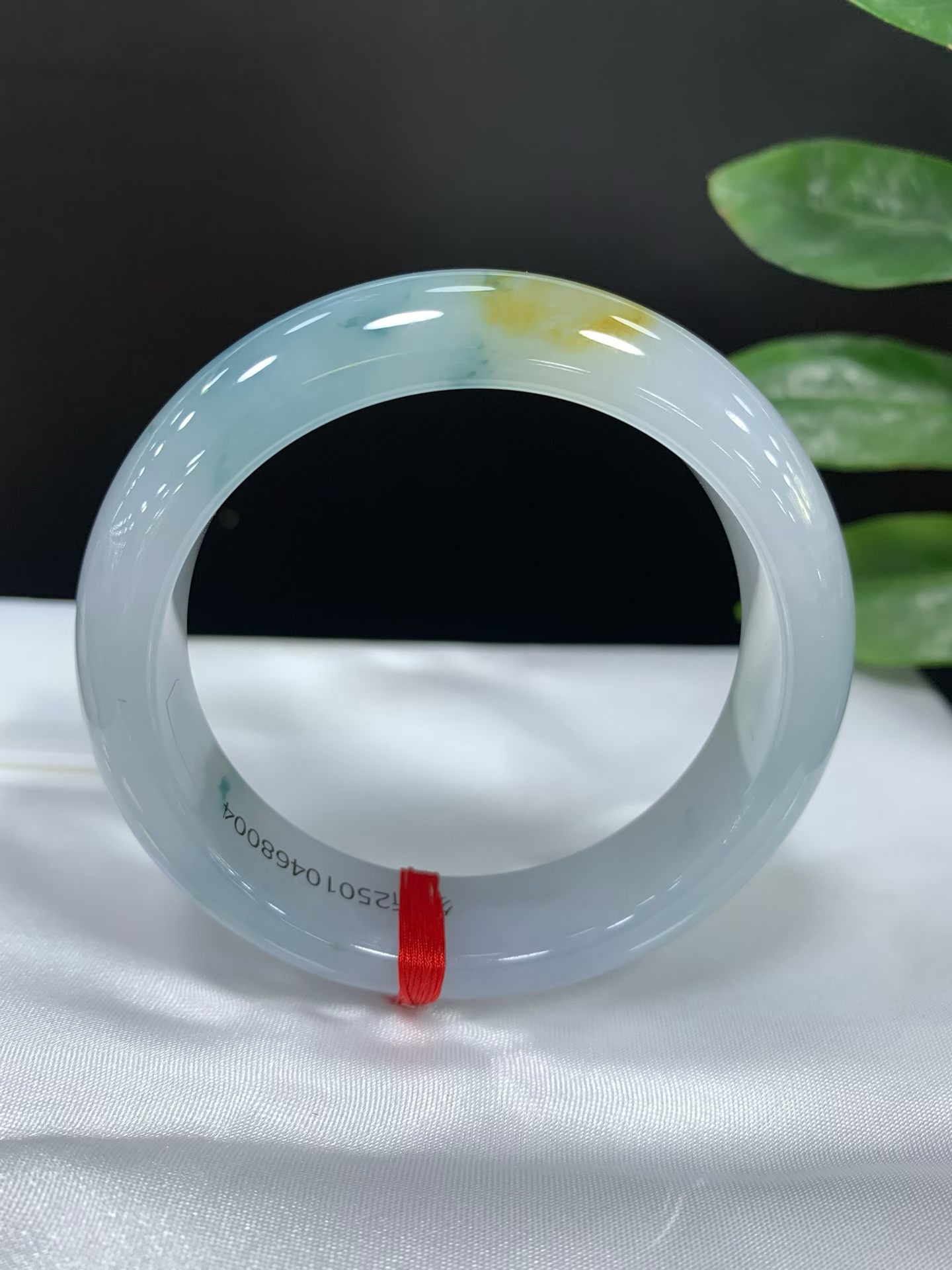 Yellow Jade with Floating Floral Patterns Peace Bangle