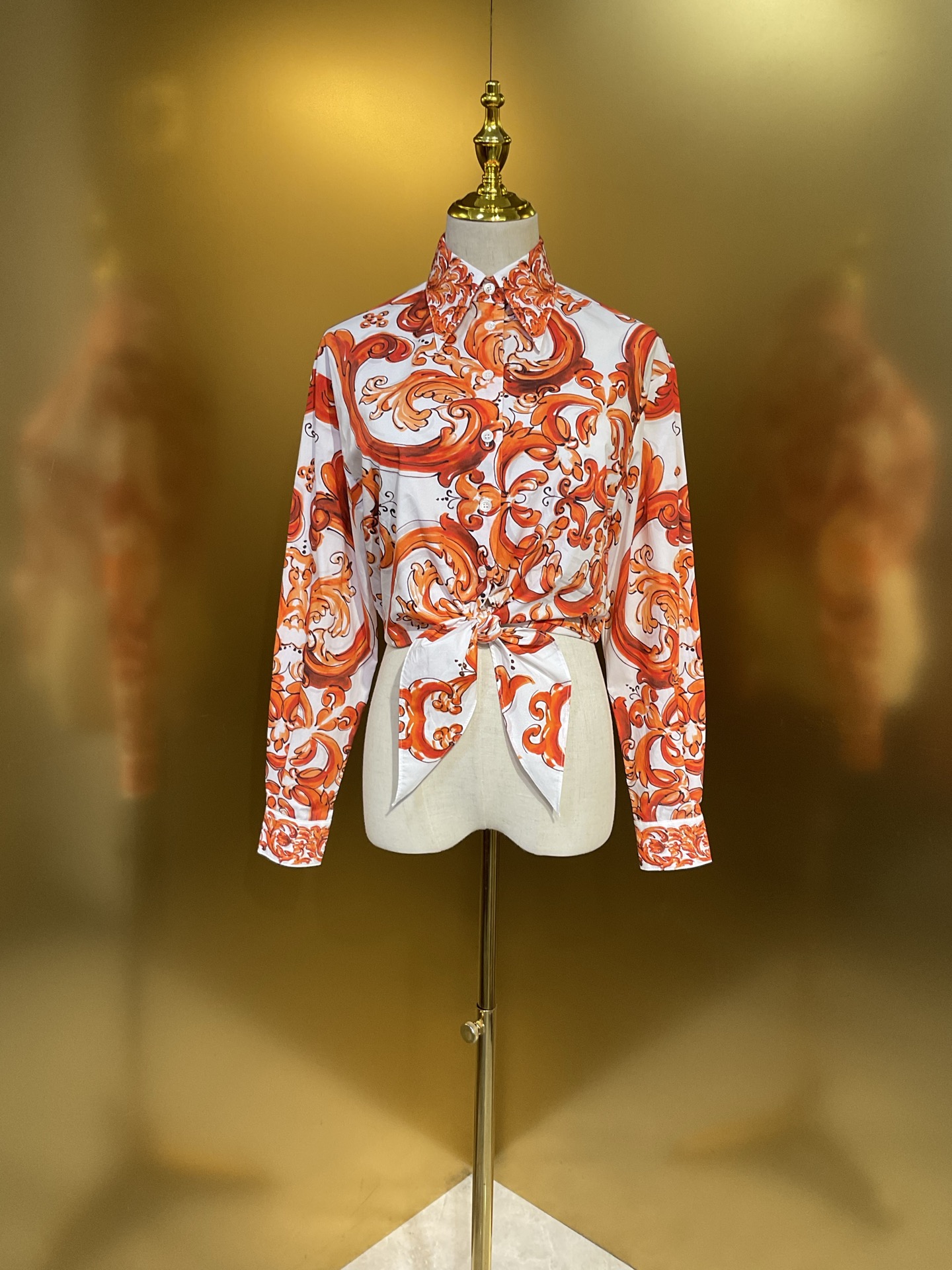 NO:899131,DG orange pottery glazed floral poplin cotton fashion long-sleeved shirt smlxlxxl, Dolce & Gabbana-clothing, Dolce&Gabbana, shirts,19860909DG 橙陶釉碎花府绸棉布时尚长袖衬衫smlxlxxl,杜嘉班纳-服装,Dolce&Gabbana,shirts,,Women's clothing