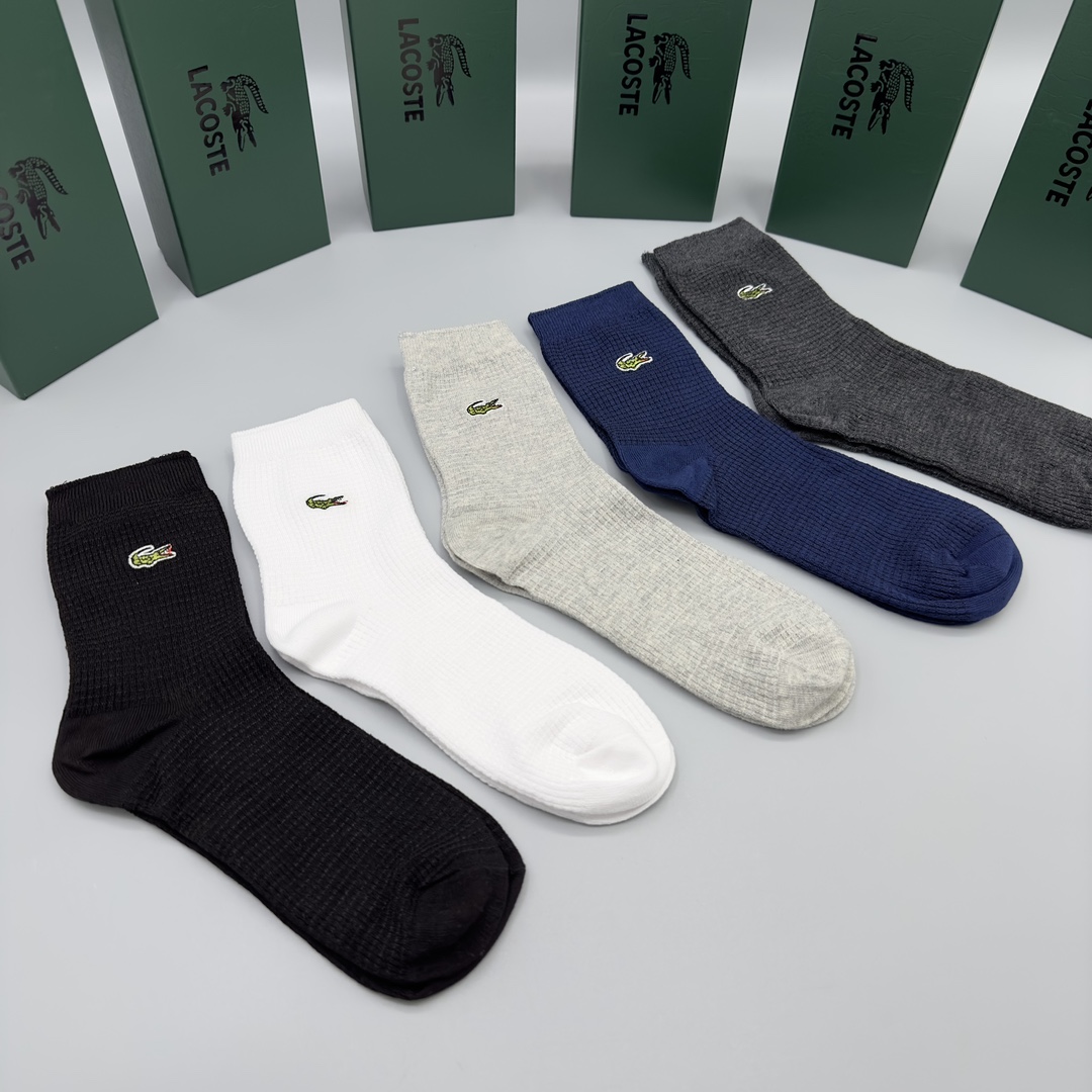 Lot de 5 Paires de Chaussettes Mi-Mollet Lacoste pour Homme - Confort et Style
