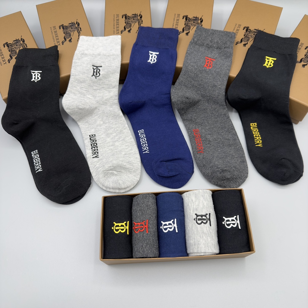 Burberry Men's Mid-Calf Socks, Premium Cotton Blend, Anti-Odor, 5-Pairs Set 8 i1702787671 3541 0