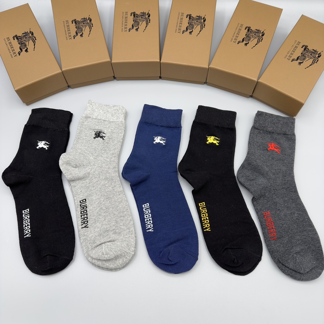 Calcetines Burberry de media caña para hombre, paquete de 5, antibacteriales