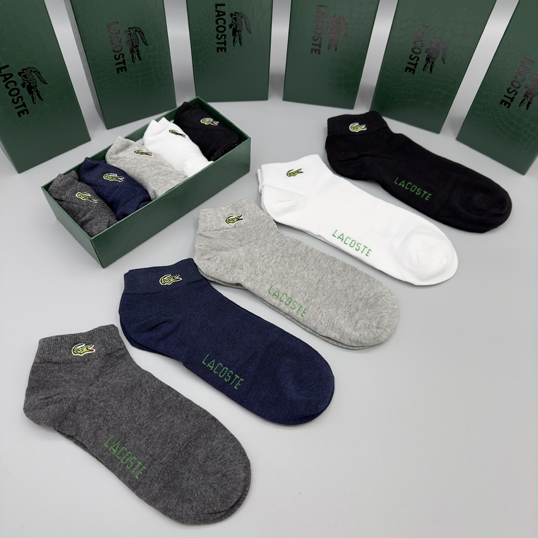 Lacoste Men's Ankle Socks - 5 Pairs, Breathable, Anti-Odor, Stylish Colors 2 i1720582723 40 4