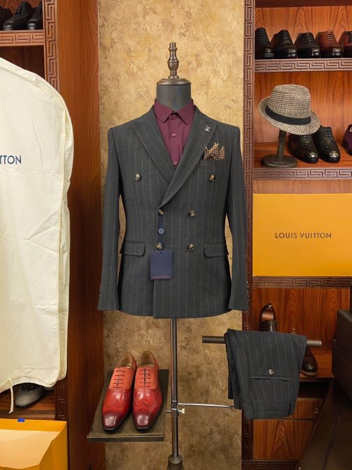 Louis Vuitton Men's Wool Blend Pinstripe Suit - Formal Elegance and Modern Style 1 Louis Vuitton Men's Wool Blend Pinstripe Suit - Formal Elegance and Modern Style