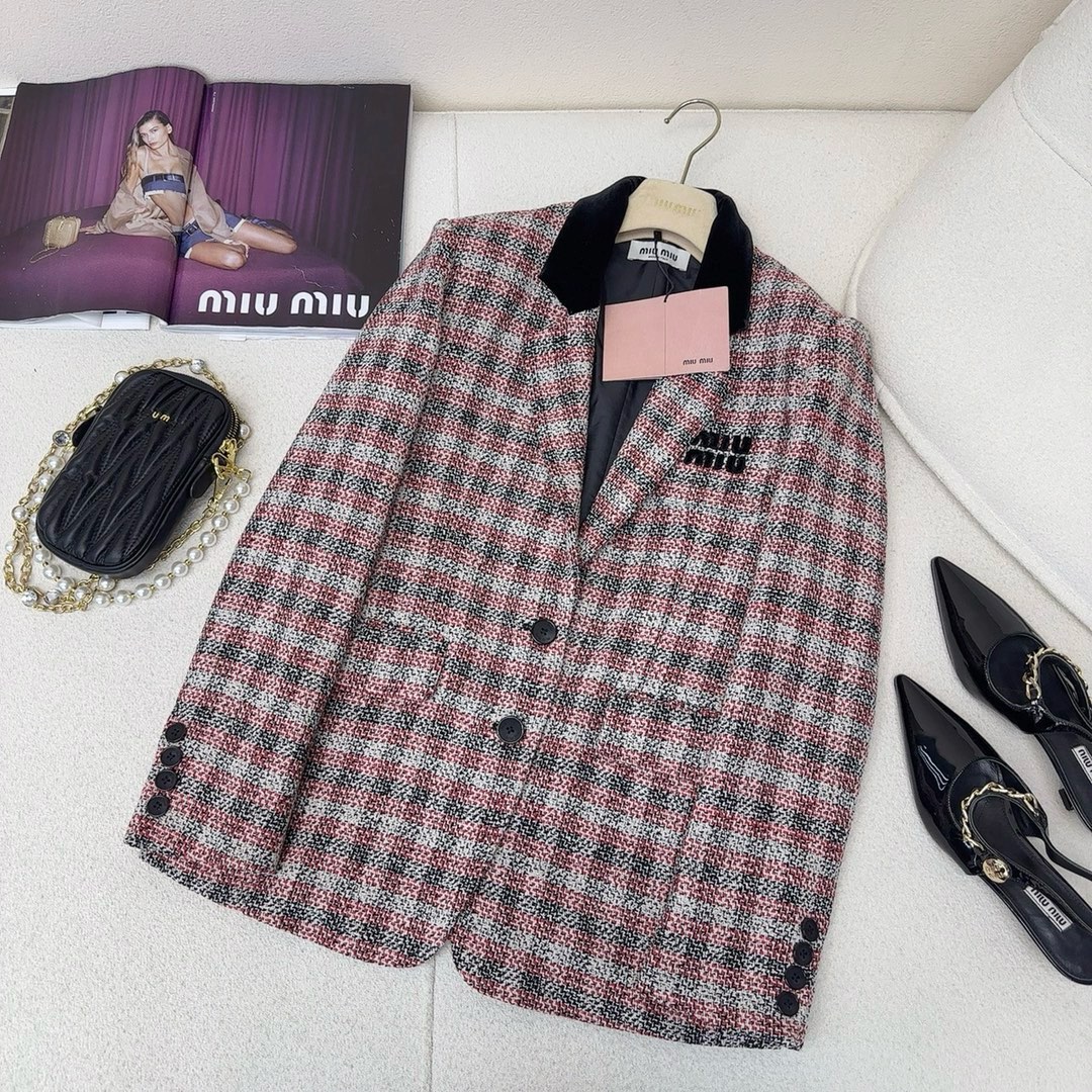 Replcia Cheap From China
 MiuMiu 7 Star
 Clothing Coats & Jackets Splicing Weave Fall/Winter Collection Vintage