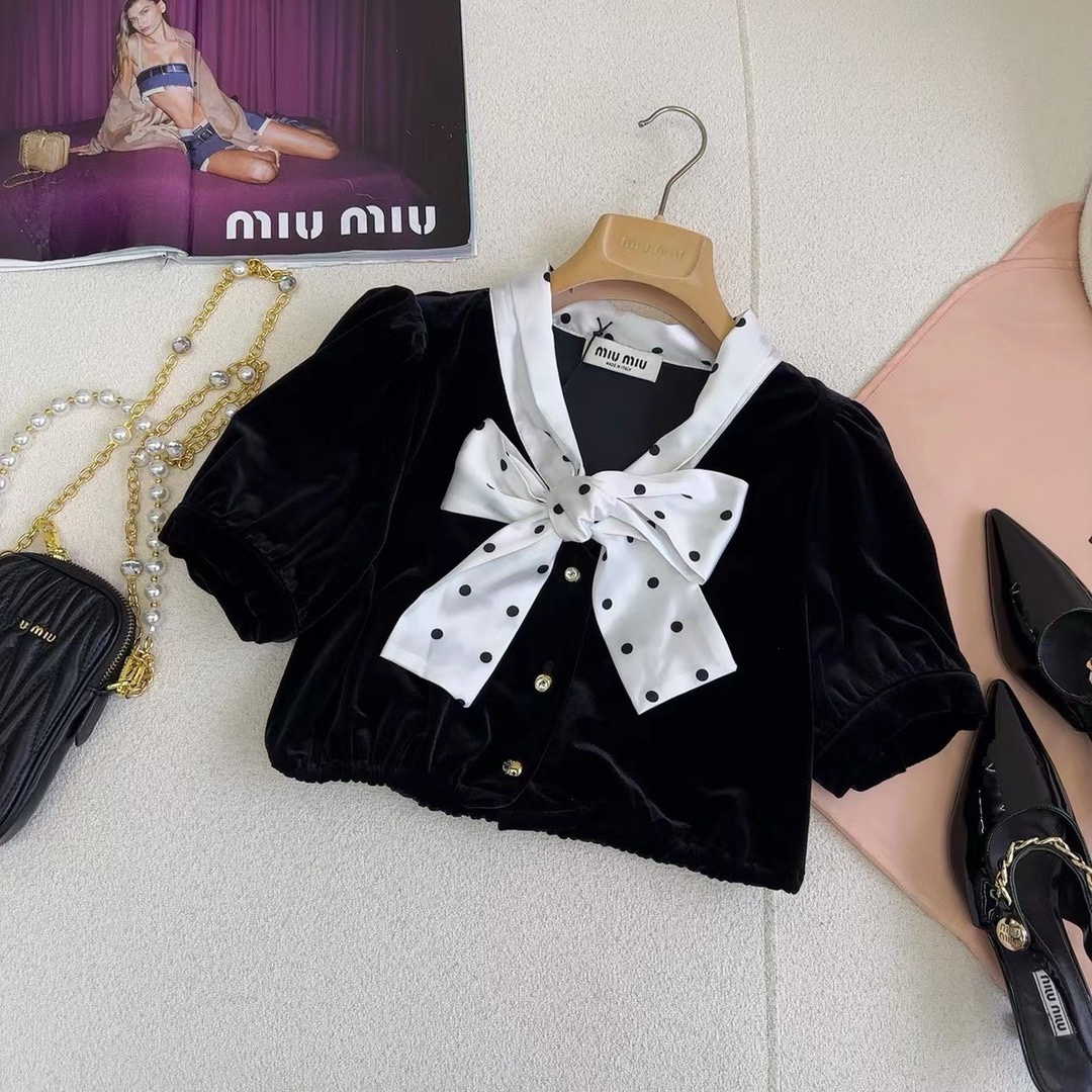 MiuMiu Clothing Shirts & Blouses Black White Silk Fall Collection Vintage