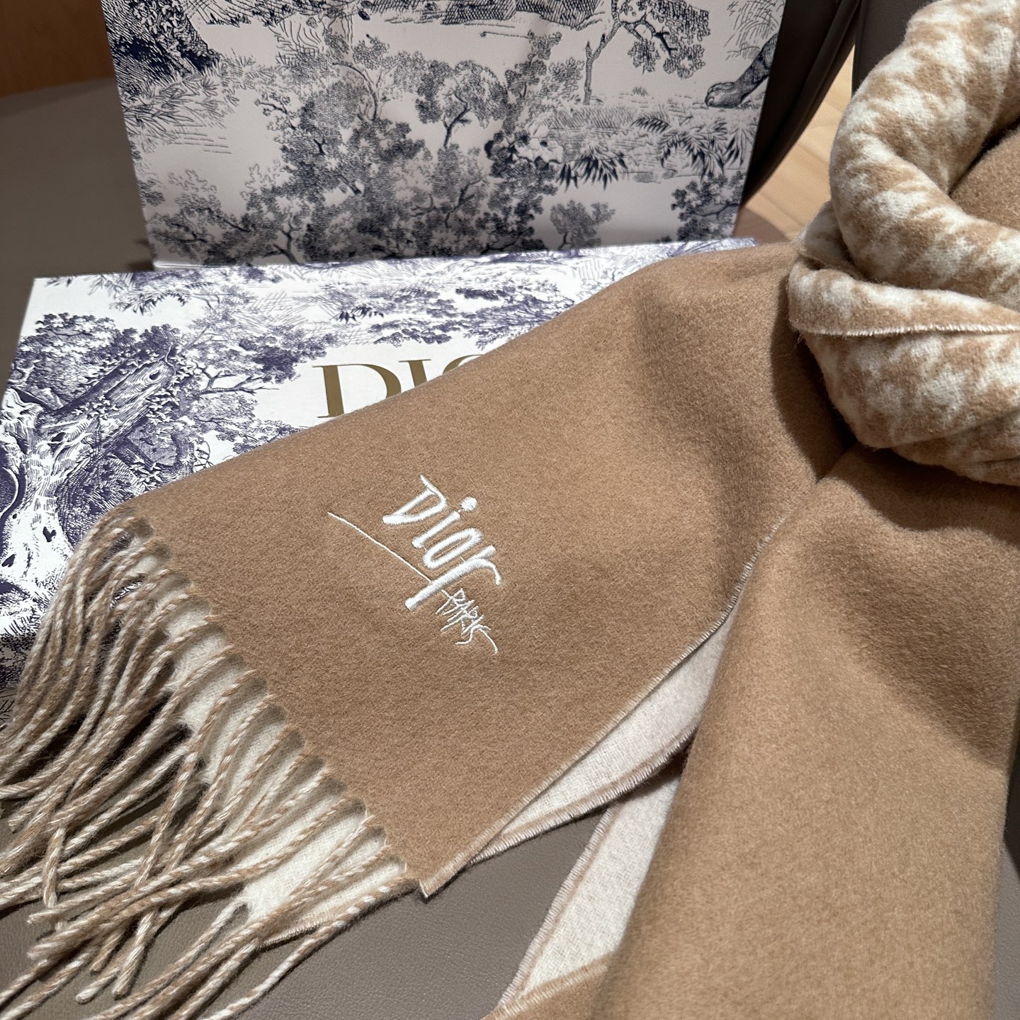 
迪奥（Dior）明星同款dd围巾。经典款永远不会过时，而且超百搭。超级好看！！果断自留！精致散须 率真