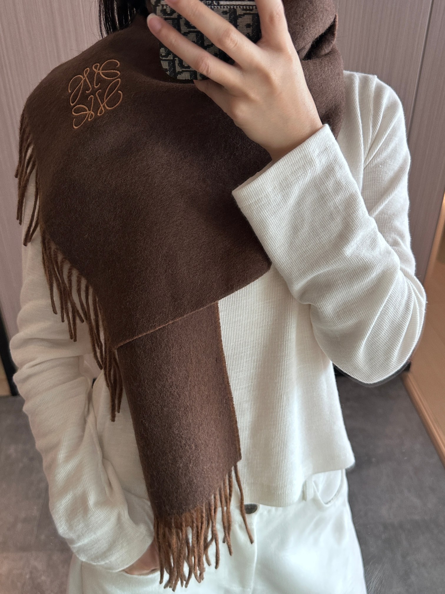 【▪Loewe · 罗意威难得一见的温柔配色，低调又不失优雅❗】重点推荐❗双面配色，一条围巾两种风格搭配