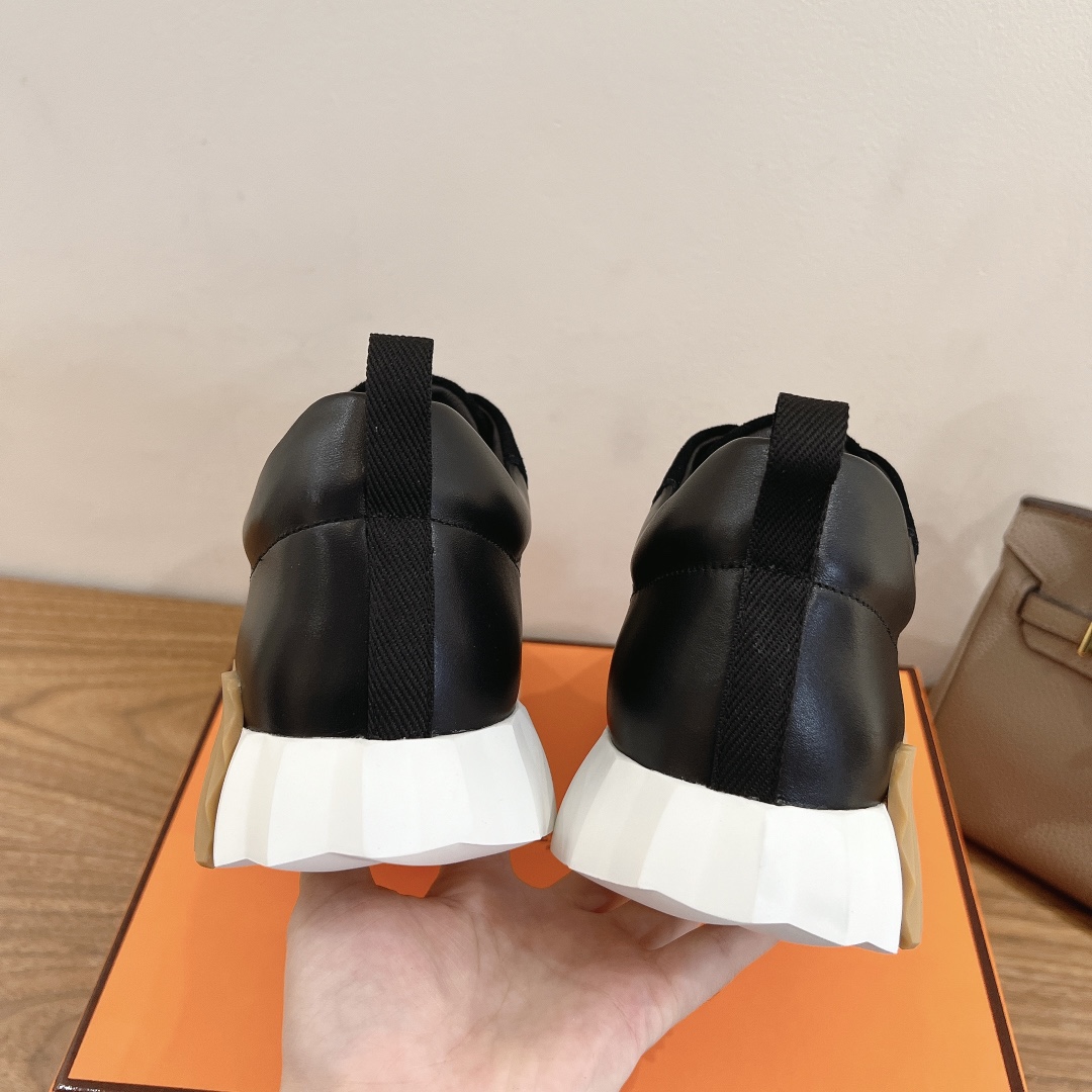 Hermes Men's and Women's Black Leather and Suede Low-Top Sneakers 10 i1731709500 7201 4