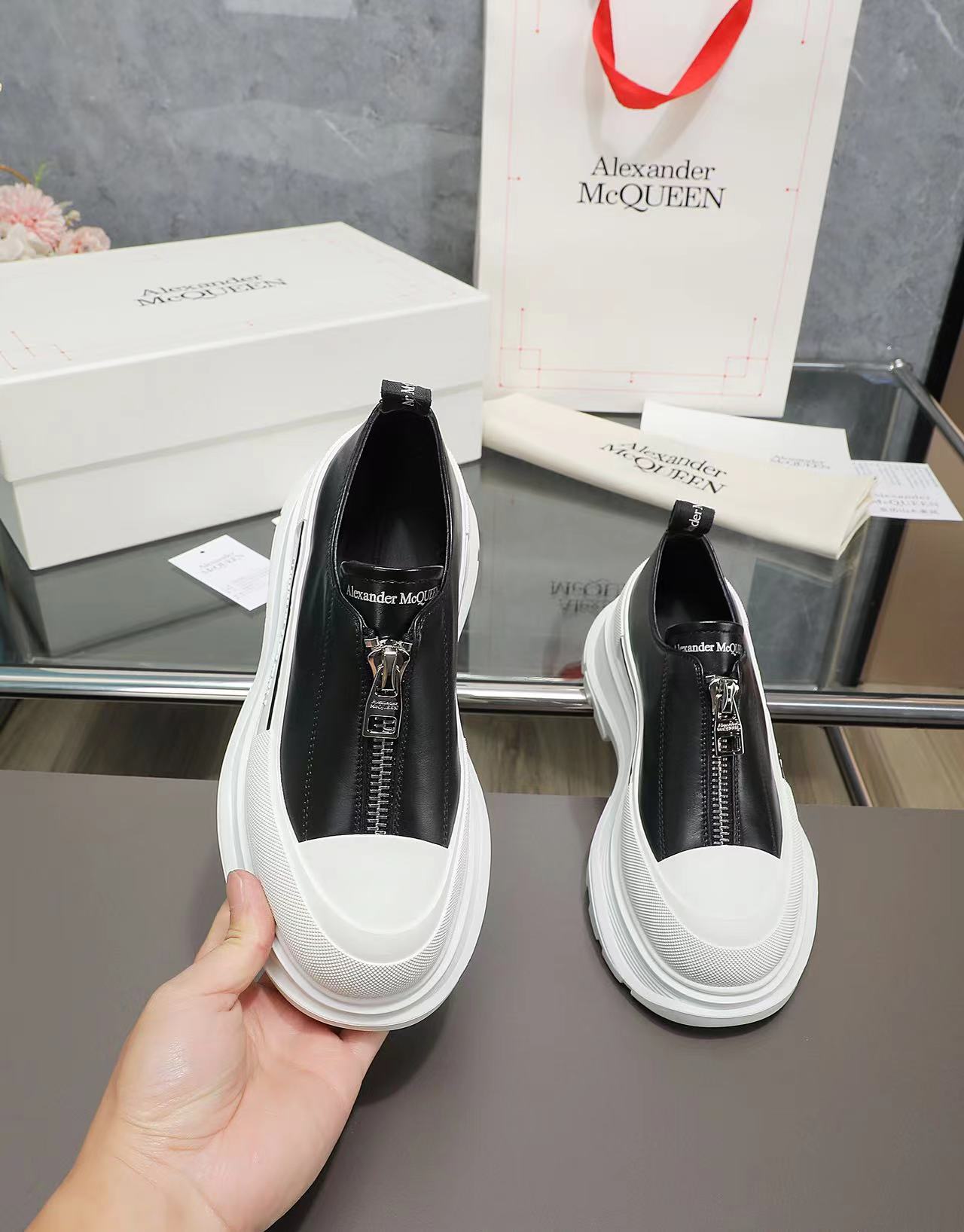 Alexander McQueen Zip Front Platform Sneakers