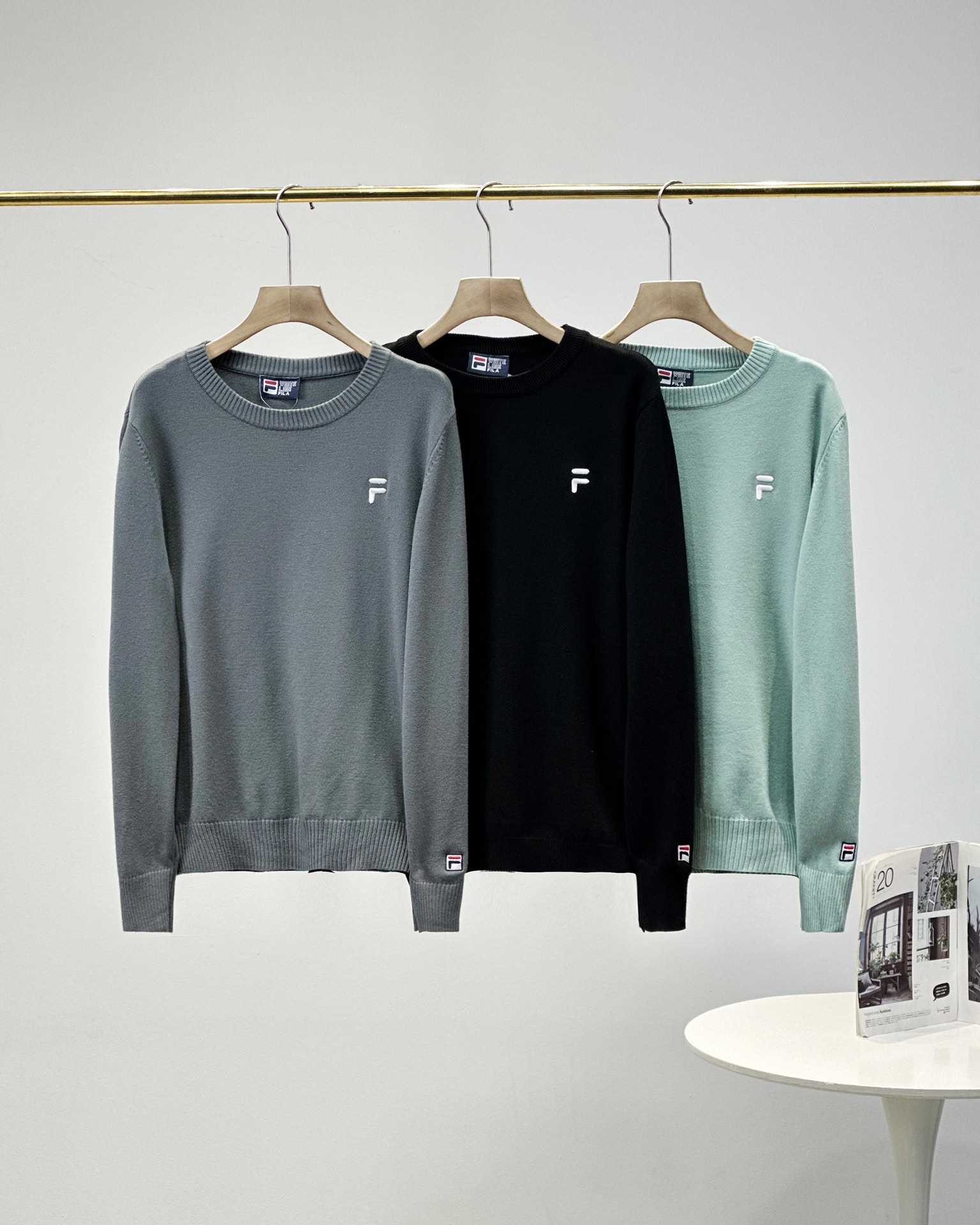 Fila Clothing Knit Sweater Sweatshirts Black Dark Green Light Men Cashmere Knitting Wool Fall/Winter Collection