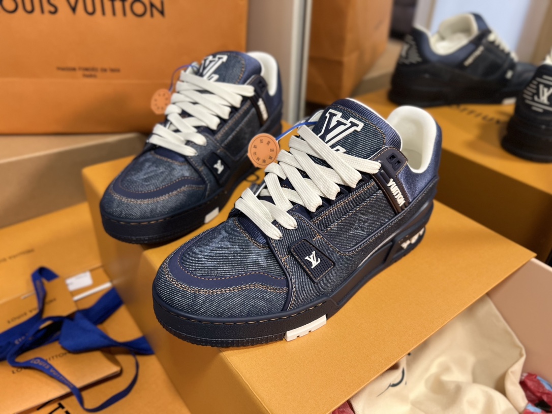 Louis Vuitton Denim Trainer Sneakers for Men and Women, Fashionable & Stylish 2 i1742550514 268 3