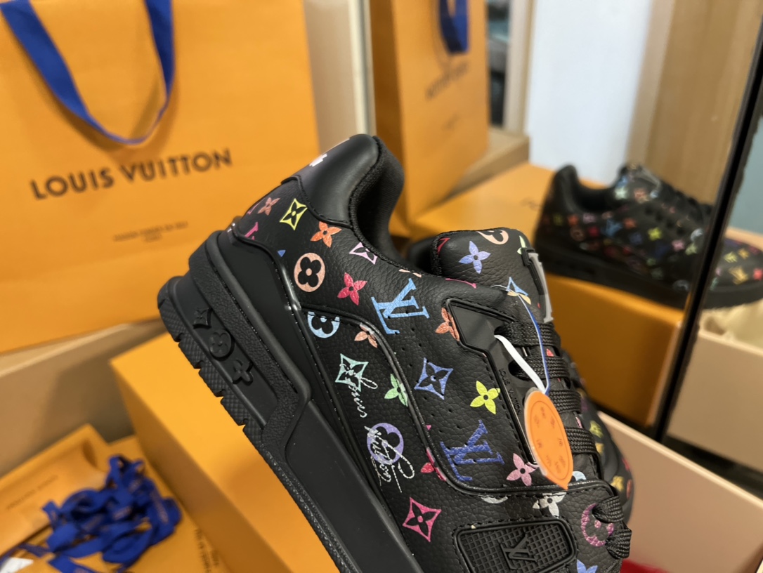 Louis Vuitton Multicolor Monogram Black Leather Low Top LV Trainer Sneakers 8 i1742878076 2922 4