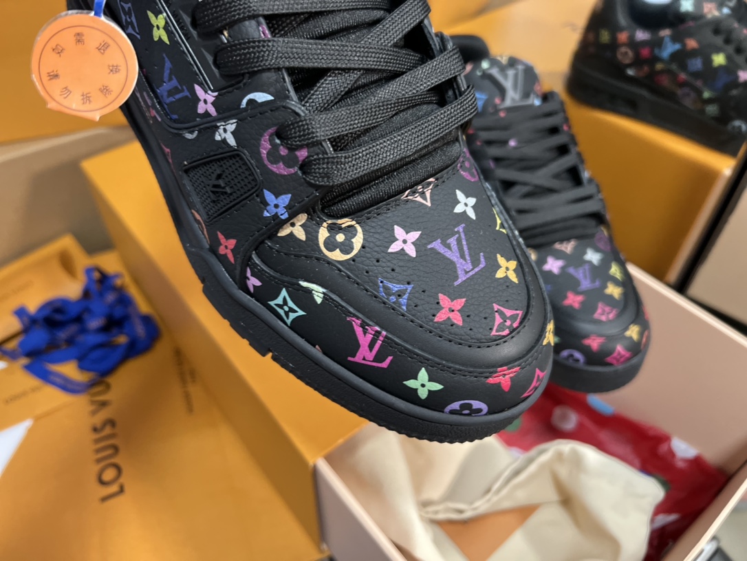 Louis Vuitton Multicolor Monogram Black Leather Low Top LV Trainer Sneakers 7 i1742878076 3788 1