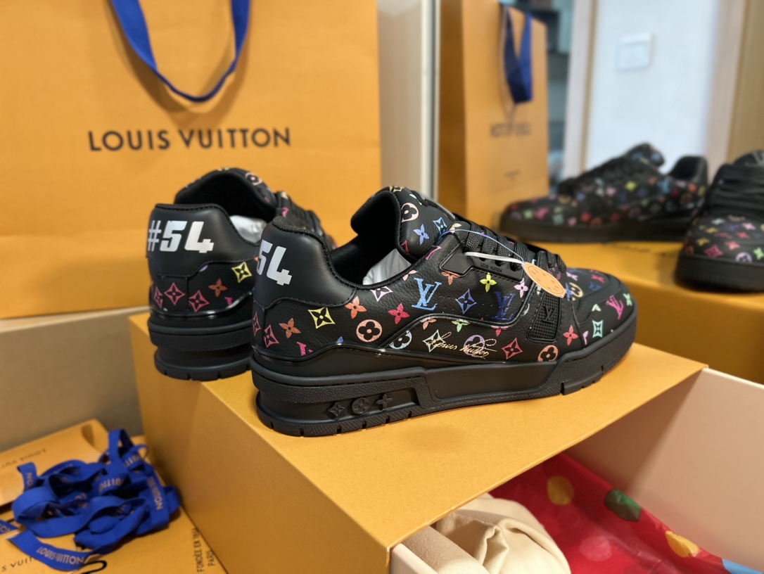 Louis Vuitton Multicolor Monogram Black Leather Low Top LV Trainer Sneakers 4 i1742878076 4118 5