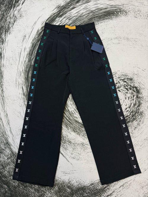 Louis Vuitton Embroidered Logo Tape Black Trousers Unisex Fashion Pants 1 Louis Vuitton Embroidered Logo Tape Black Trousers Unisex Fashion Pants