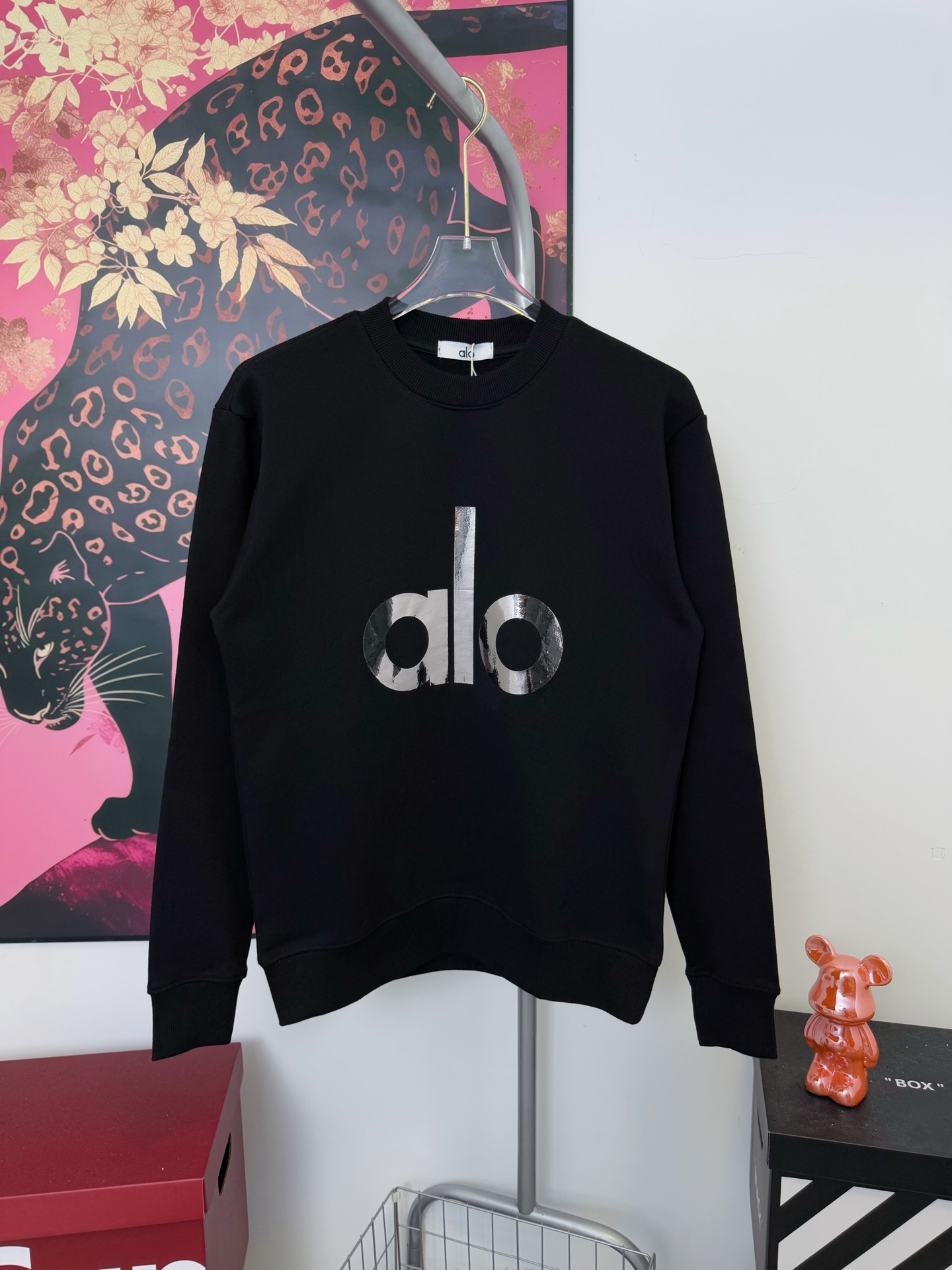 Alo Yoga Reflective Logo Crewneck Sweatshirt, Unisex, Cotton Blend