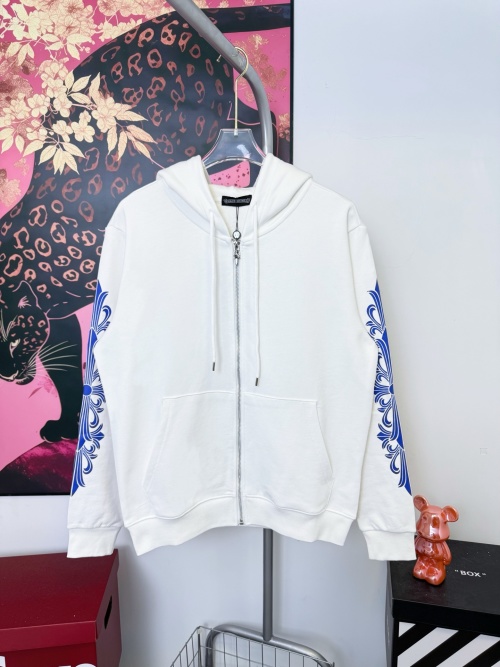 Chrome Hearts White Hoodie with Blue Floral Sleeve Design - Unisex Fit 1 Chrome Hearts White Hoodie with Blue Floral Sleeve Design - Unisex Fit