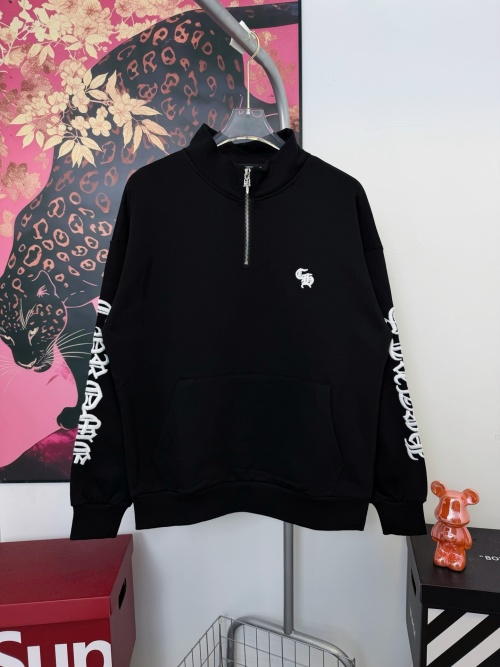 Chrome Hearts Black Half-Zip Embroidered Pullover Sweatshirt 1 Chrome Hearts Black Half-Zip Embroidered Pullover Sweatshirt