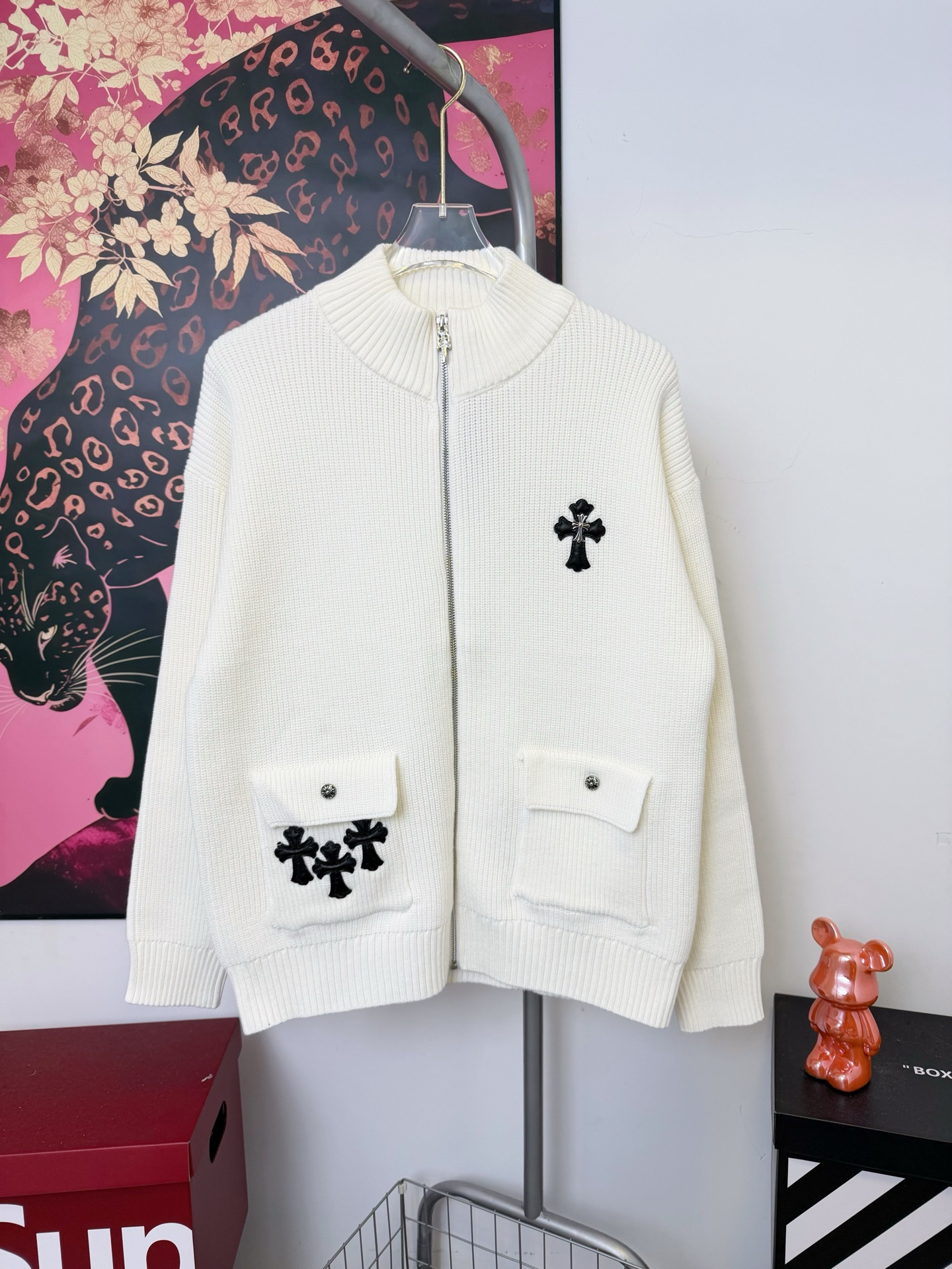 כרום הרטס סווטר ציפור צוור ביד ישירה מושלם ויוניסקס