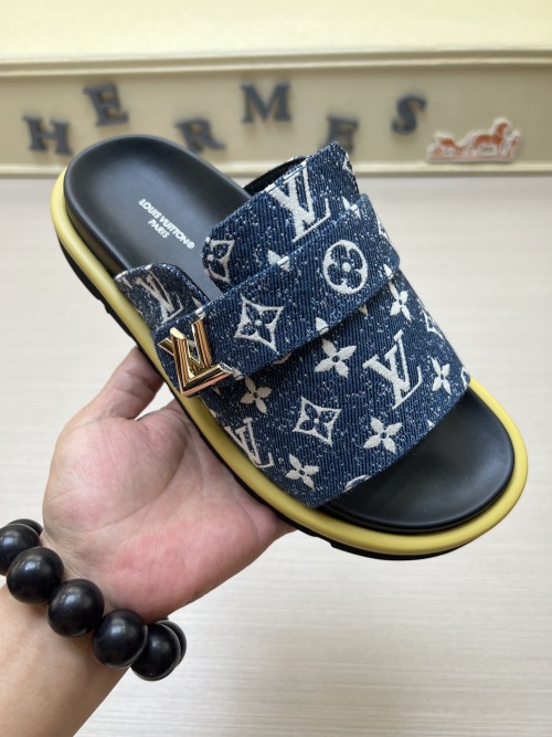 Louis Vuitton Monogram Denim Slide Sandals for Women, Comfortable & Stylish 1 Louis Vuitton Monogram Denim Slide Sandals for Women, Comfortable & Stylish