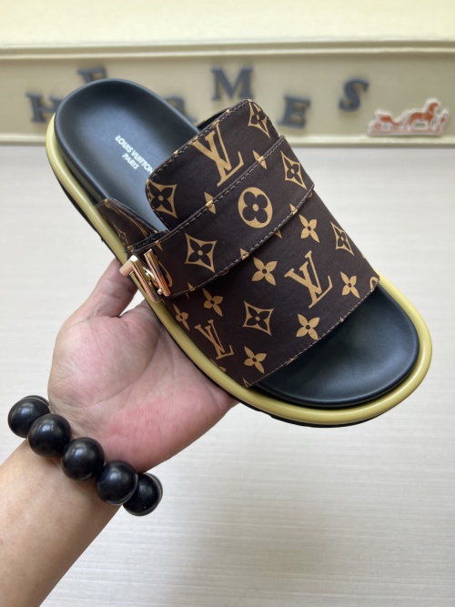 Louis Vuitton Monogram Canvas Sandal Comfortable Flat Slides for Women 1 Louis Vuitton Monogram Canvas Sandal Comfortable Flat Slides for Women