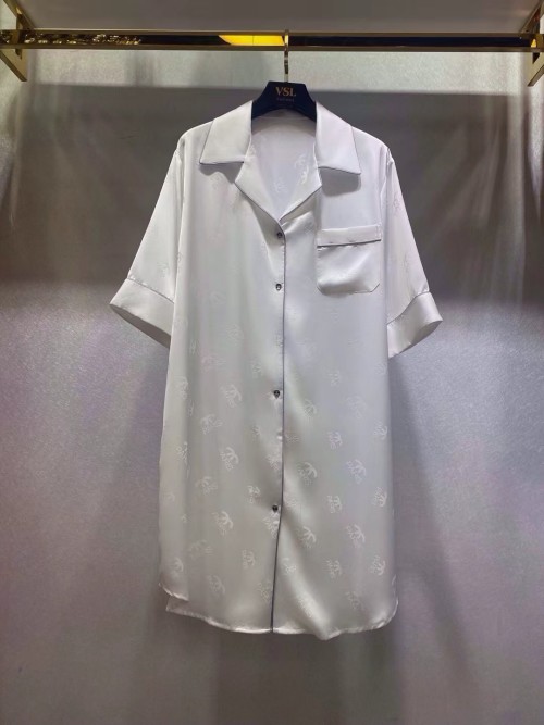 Elegant Silk Pajama Dress Inspired by Chanel, Classic Design, Comfortable Sleepwear 1 Elegant Silk Pajama Dress Inspired by Chanel, Classic Design, Comfortable Sleepwear