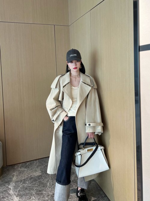 Women's Classic Trench Coat, Long Belted Windbreaker Jacket, Supima Cotton 1 Women's Classic Trench Coat, Long Belted Windbreaker Jacket, Supima Cotton