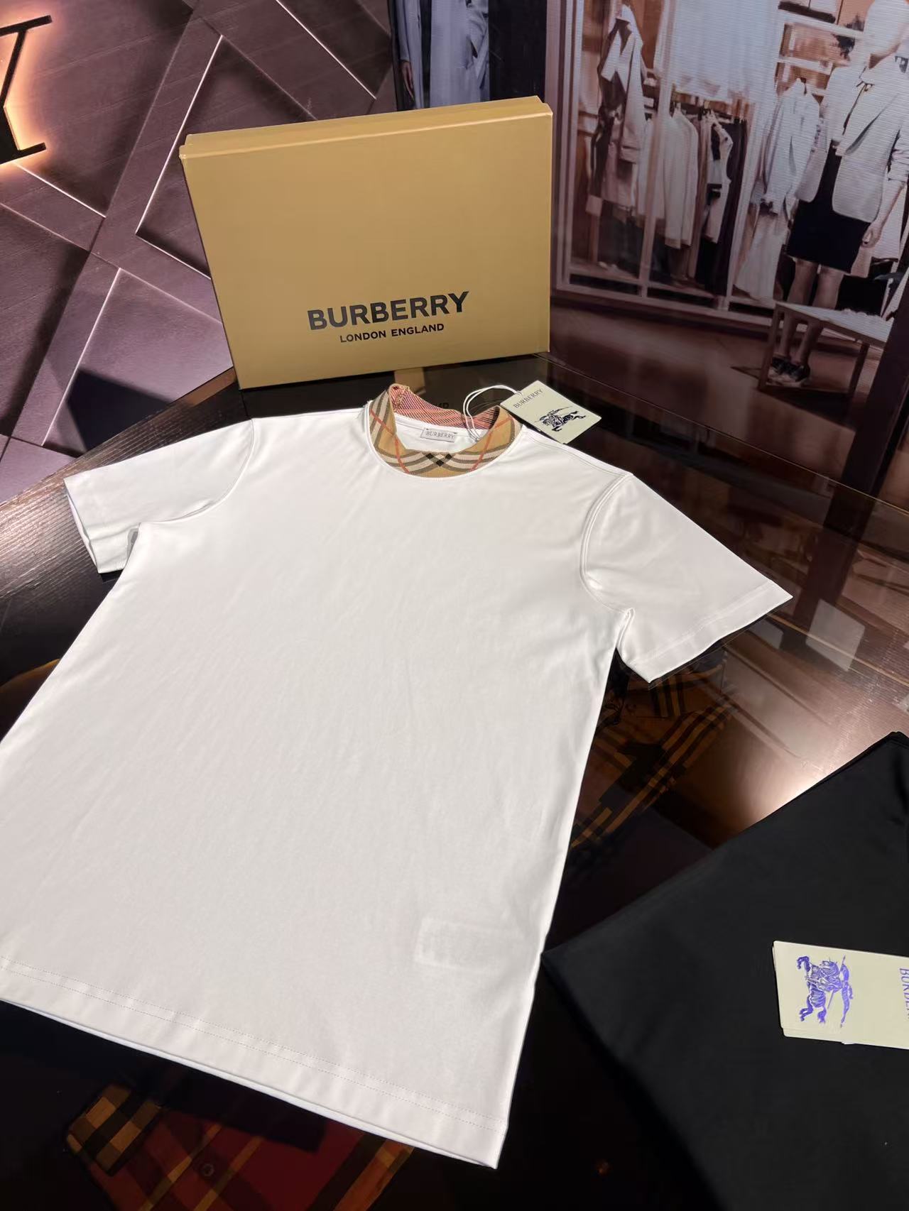 Burberry Crewneck T-Shirt with Check Trim - Soft Cotton Comfort 5 i1748692802883 2538 0 3