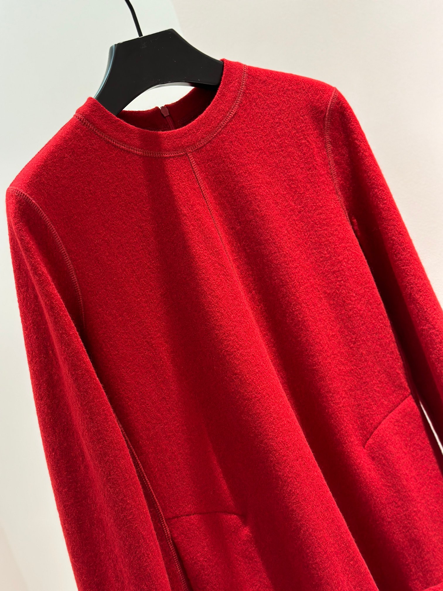 Elegant Wool Blend Midi Dress - Comfortable Round Neck, Long Sleeve 3 a1756449046847 8653