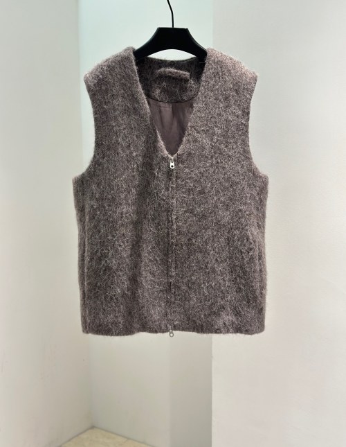 Sleeveless Long Hair Vest, Minimalist Low V-Neck, Loose Fit,Invisible Pockets 1 Sleeveless Long Hair Vest, Minimalist Low V-Neck, Loose Fit,Invisible Pockets