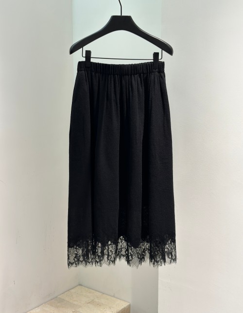 Elegant Lace Trim Midi Skirt - Romantic Aesthetic, Comfortable Elastic Waist 1 Elegant Lace Trim Midi Skirt - Romantic Aesthetic, Comfortable Elastic Waist