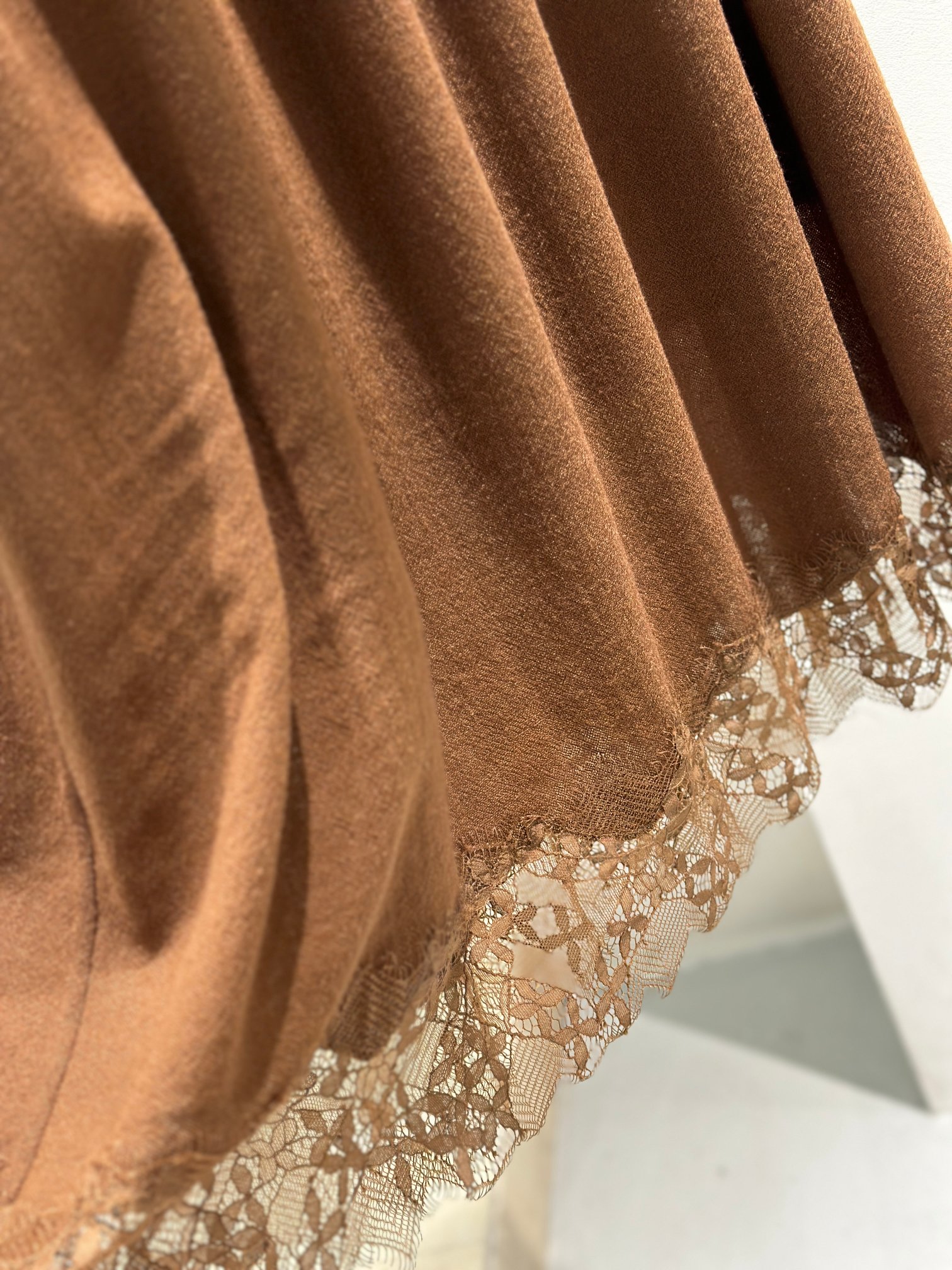 Elegant Women's Lace Trim A-Line Skirt with Elastic Waistband - Brown 4 a1757913267745 8002